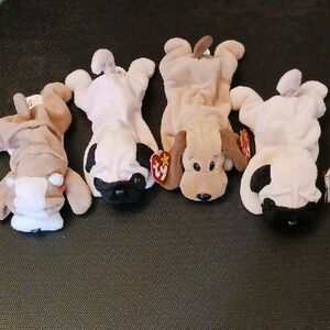 Ty Beanie Babies Plush Dog Collection - Cream and Tan